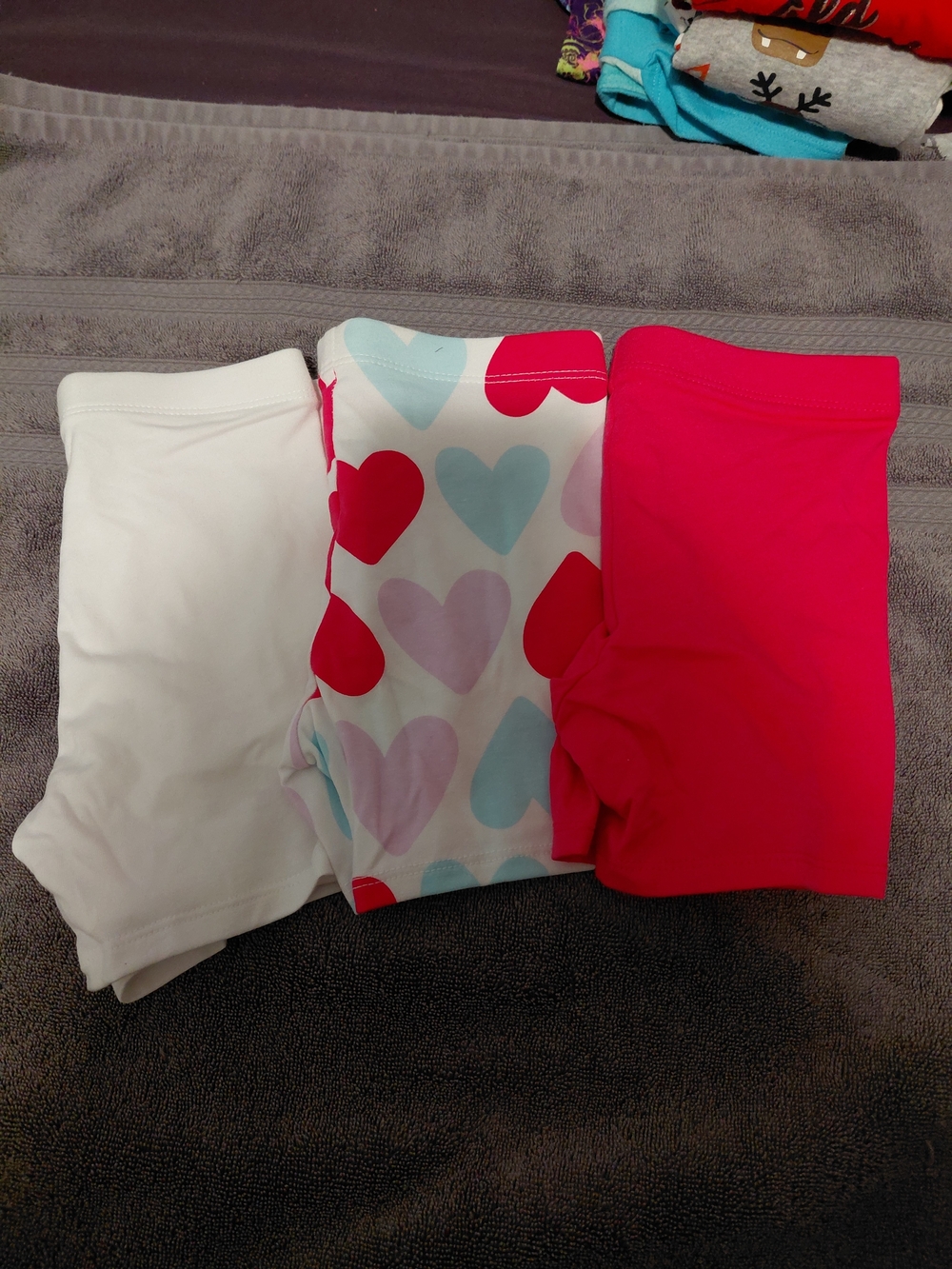 Girls' Heart Print & Solid Bike Shorts Pack - White, Pink, Multi